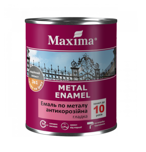 Емаль антикорозійна по металу 3в1, гладка, зелена, ТМ"Maxima" - 0,75л